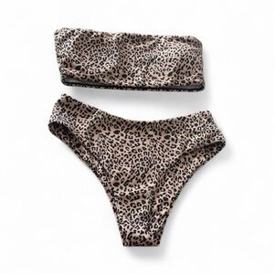 Nina Leopard Print Bikini - Tan and Black